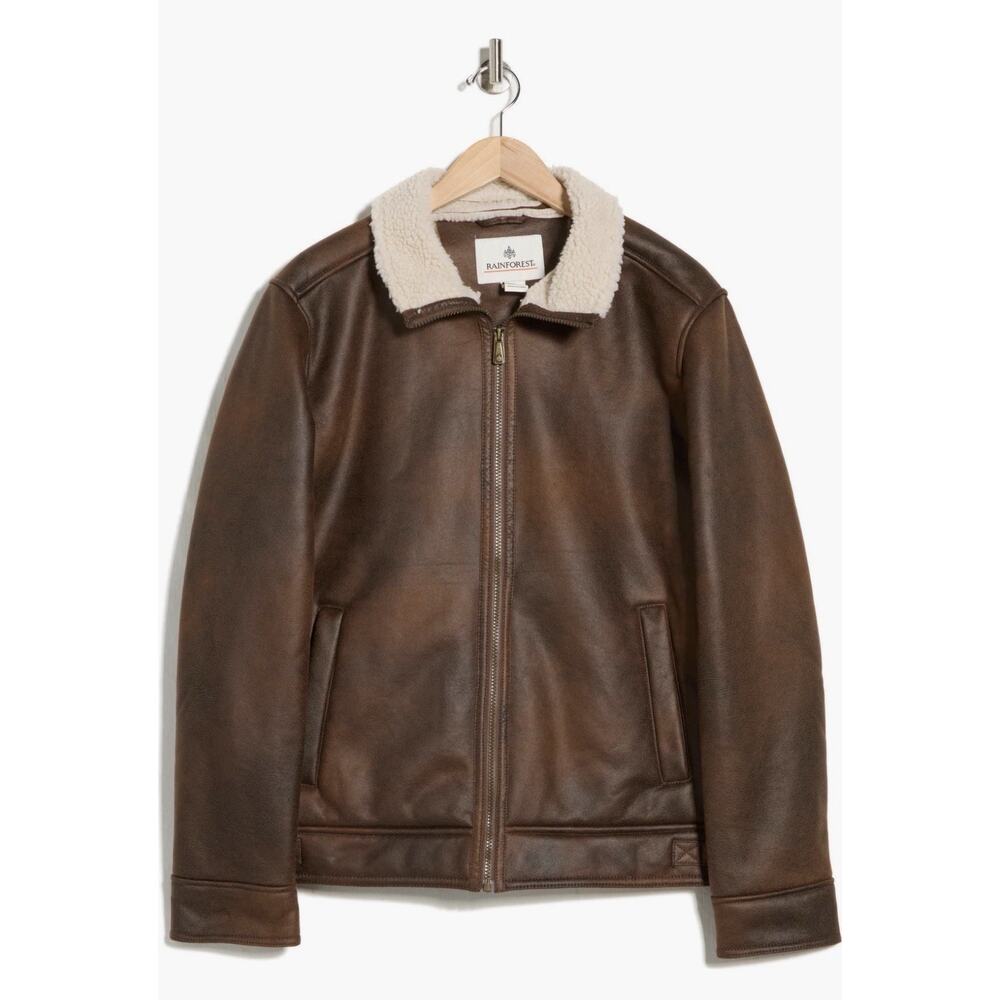 Rainforest Faux Shearling Lined‎ Aviator Large Jacket